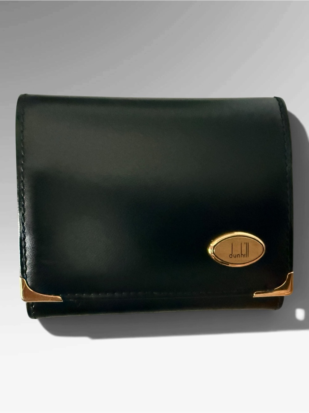 Pre-owned Dunhill Black Leather Wallet with Gold Oval Logo